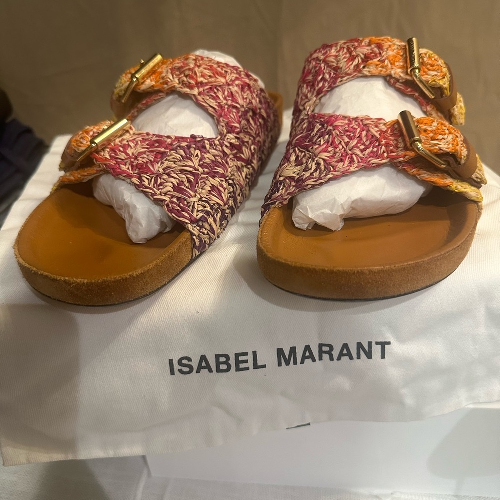 Isabel Marant Pink and Orange Woven Sandals